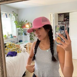 pink trucker hat